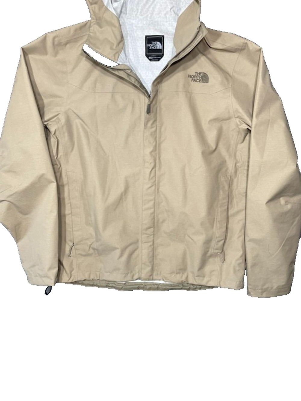The North Face DryVent Hooded Rain Jacket Beige Pit Zips Mens Large Hiking L